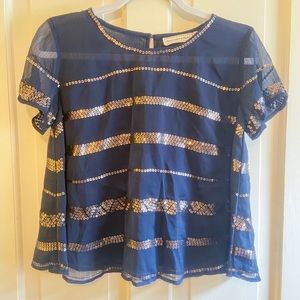 NWT Abercrombie and Fitch Blue and Gold Blouse
